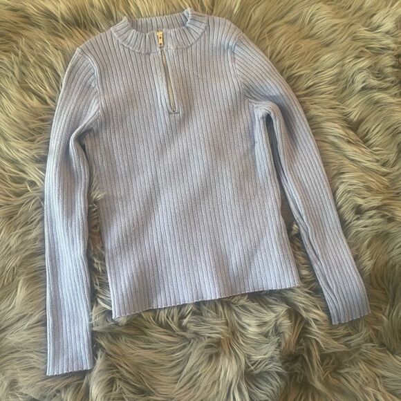 Forever 21 Girls Ribbed Quarter Zip Sweater, 9/10 - Picture 2 of 9